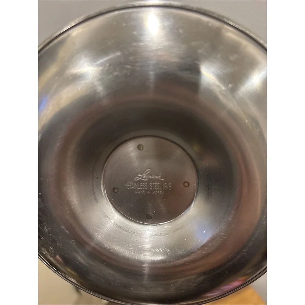 MCM Vintage Leonard Stainless Steel Sauce/ Gravy Deep Bowl w/Attached Underplate